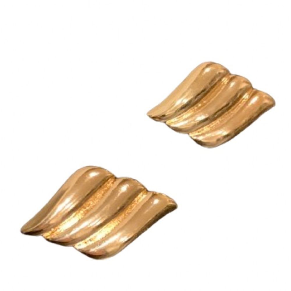 1980s Vintage Style Stud Earrings, 18k Gold Plated Sculptural Design Unisex Gift